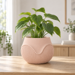 Wavy Ribbed Planter in Cherry Pink