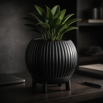 Rounded Ribbed Planter with Legs in Black