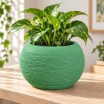 Fuzzy Bowl Planter in Forest Green