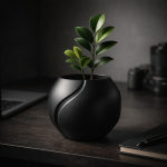 Minimalist Rounded Plant Pot in Black