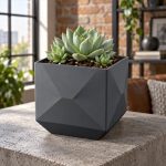 Modern Square Plant Pot in Matte Black