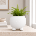 Happy Cauldron Planter in Cotton White