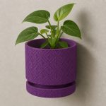 Floral Pattern Wall Planter in Purple