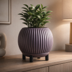 Rounded Ribbed Planter with Legs in Purple