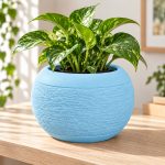 Fuzzy Bowl Planter in Light Blue