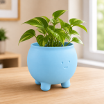 Happy Cauldron Planter in Light Blue