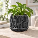 Cascade Planter & Tray in Matte Black