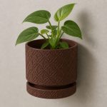 Floral Pattern Wall Planter in Chocolate Brown