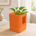 Aura Planter with Hidden Base in Sunset Orange