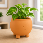 Sad Cauldron Planter in Sunset Orange