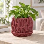 Cascade Planter & Tray in Deep Red