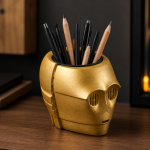 Golden Robot Head Planter
