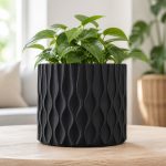 Modern Wave Pot Cover in Matte Black