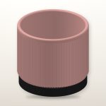 Mid-Century Ribbed Planter & Black Tray in Pink