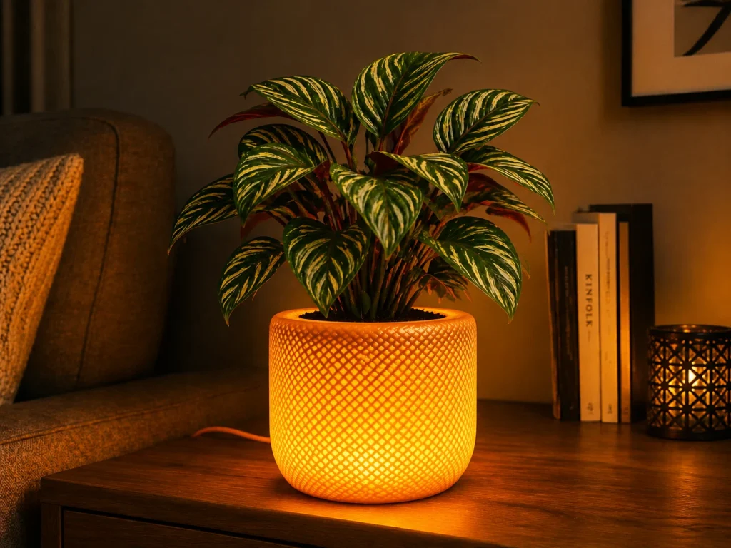 Orange Illuminated Planter Lamp