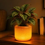 Orange Illuminated Planter Lamp