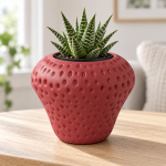 Strawberry Plant Pot in Deep Red