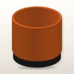 Mid-Century Ribbed Planter & Black Tray in Orange