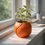 Minimalist Rounded Plant Pot in Orange