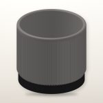 Mid-Century Ribbed Planter & Black Tray in Grey