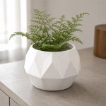 Ten-Sided Geometric Planter in White