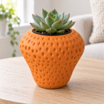 Strawberry Plant Pot in Sunset Orange