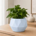 Ten-Sided Geometric Planter in Light Blue