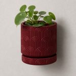 Art Deco Arc Wall Planter in Deep Red