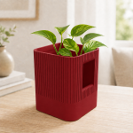 Aura Planter with Hidden Base in Deep Red