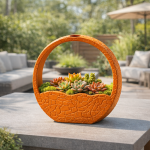 Zen Circular Succulent Planter in Orange