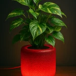 Red Illuminated Planter Lamp