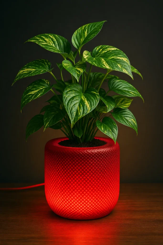Red Illuminated Planter Lamp