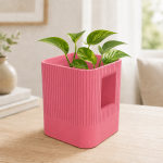 Aura Planter with Hidden Base in Cherry Pink