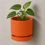 Floral Pattern Wall Planter in Orange