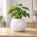Wavy Ribbed Planter in Cotton White