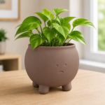 Sad Cauldron Planter in Matte Brown