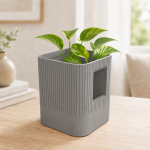 Aura Planter with Hidden Base in Rock Ash Grey