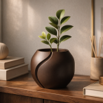 Minimalist Rounded Plant Pot in Chocolate Brown