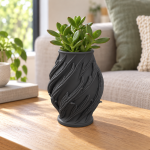 Leaf Twist Planter in Matte Black