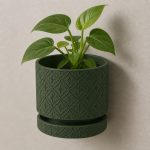 Floral Pattern Wall Planter in Green