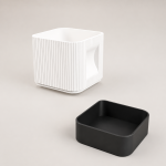 Aura Planter with Black Base in Cotton White