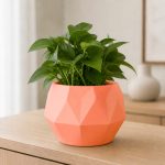 Ten-Sided Geometric Planter in Orange