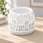 Cascade Planter & Tray in Cotton White