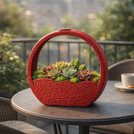 Zen Circular Succulent Planter in Red