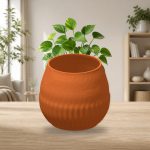 Ribbed Bottom Plant Pot in Orange