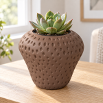 Strawberry Plant Pot in Matte Brown