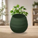 Ribbed Bottom Plant Pot in Green