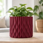 Modern Wave Pot Cover in Deep Red