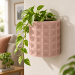 Geometric Wall Planter Set in Cherry Pink