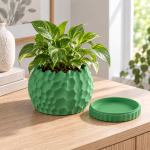 Ripplecrest Planter & Tray in Forest Green